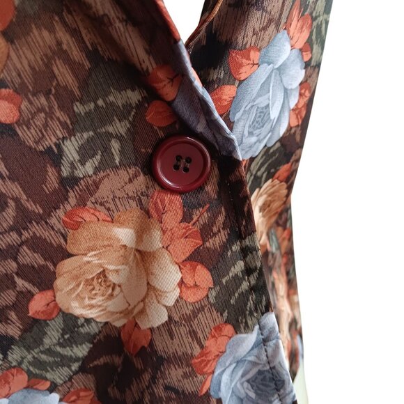 Vintage Medium 1970's Womens Blazer Jacket Polyester Floral Notch Lapel Cropped - Picture 5 of 7